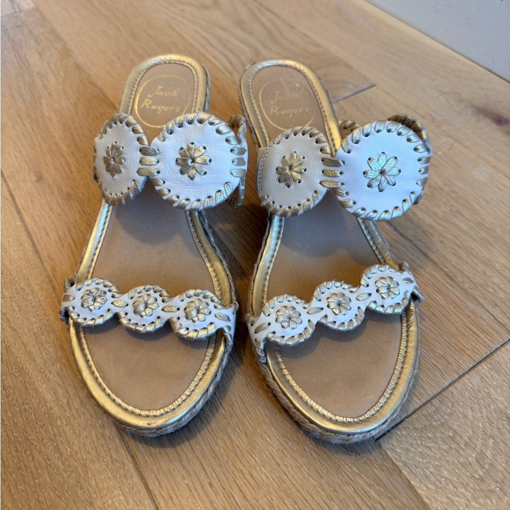 Jack Rogers Women's Cream and Gold Shelby Sandals